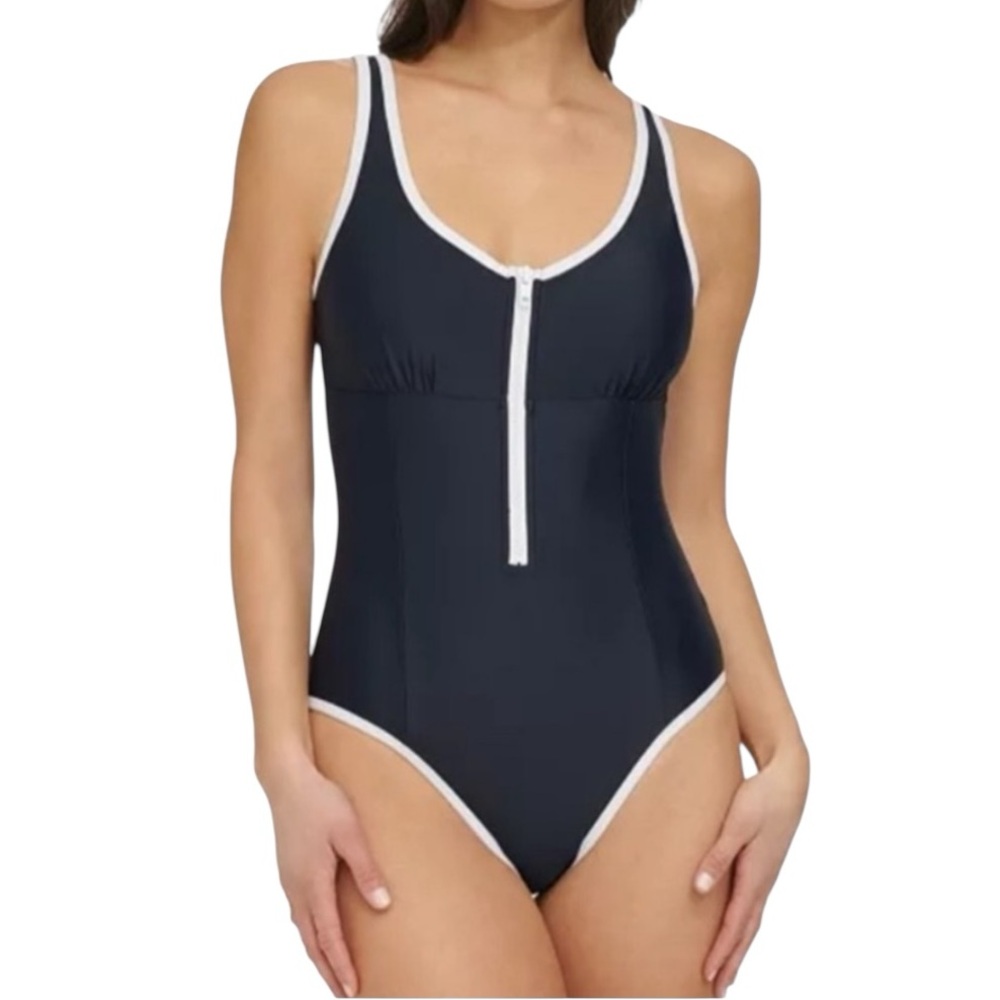 Tommy Hilfiger Zip-Front One-Piece Swimsuit